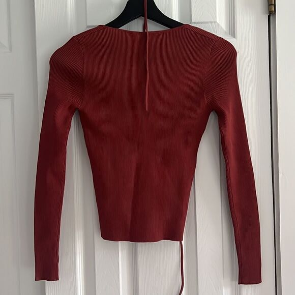 Zara Knit Burgandy Strappy Sweater - Picture 7 of 11
